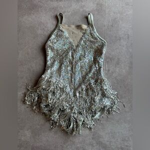 Weissman Silver Sequin Kids Dance Costume